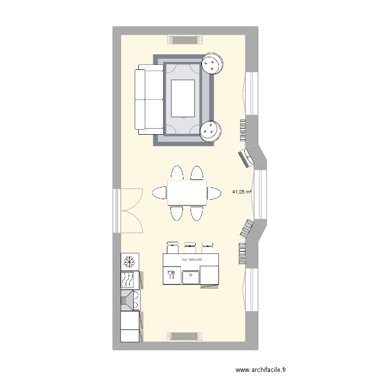 Régis Séjour V1 CUISINE. Plan de 1 pièce et 41 m2