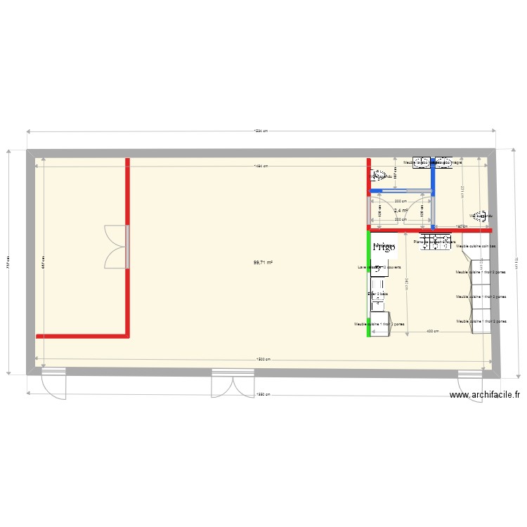 foyer 2. Plan de 2 pièces et 106 m2