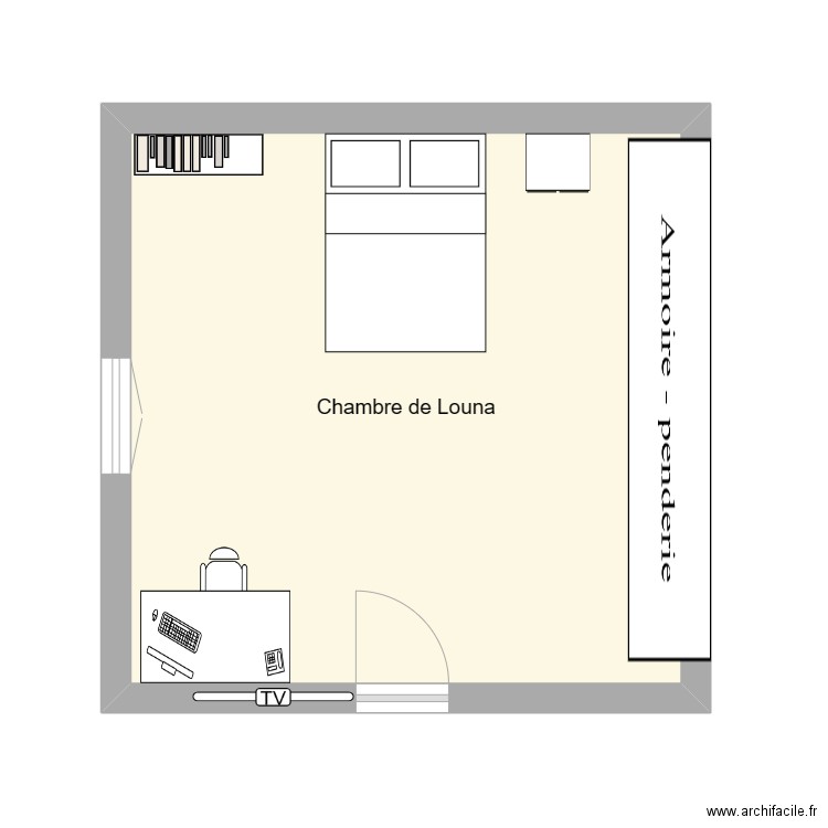 Chambre de Louna. Plan de 1 pièce et 23 m2