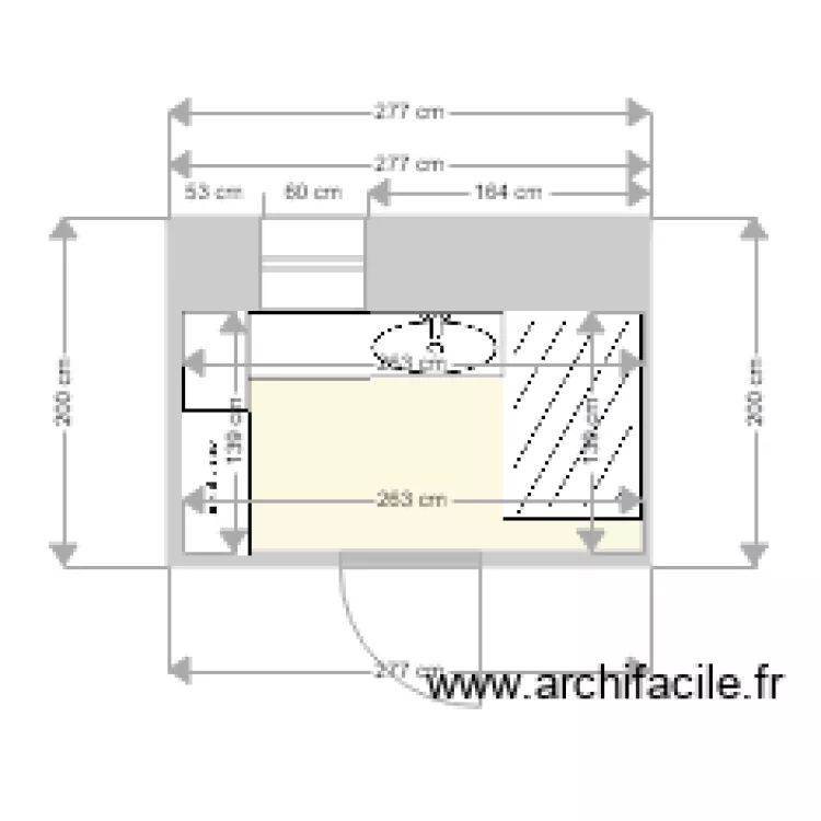 Salle de douche. Plan de 