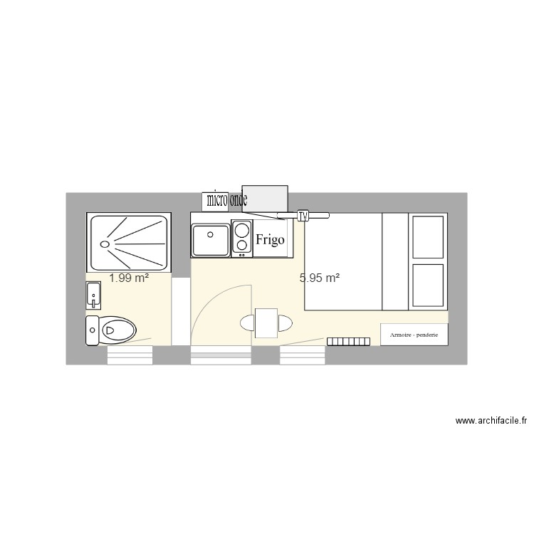 studio airbnb. Plan de 0 pièce et 0 m2