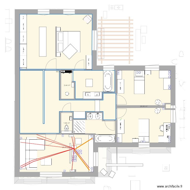 SDB final sans WC. Plan de 0 pièce et 0 m2