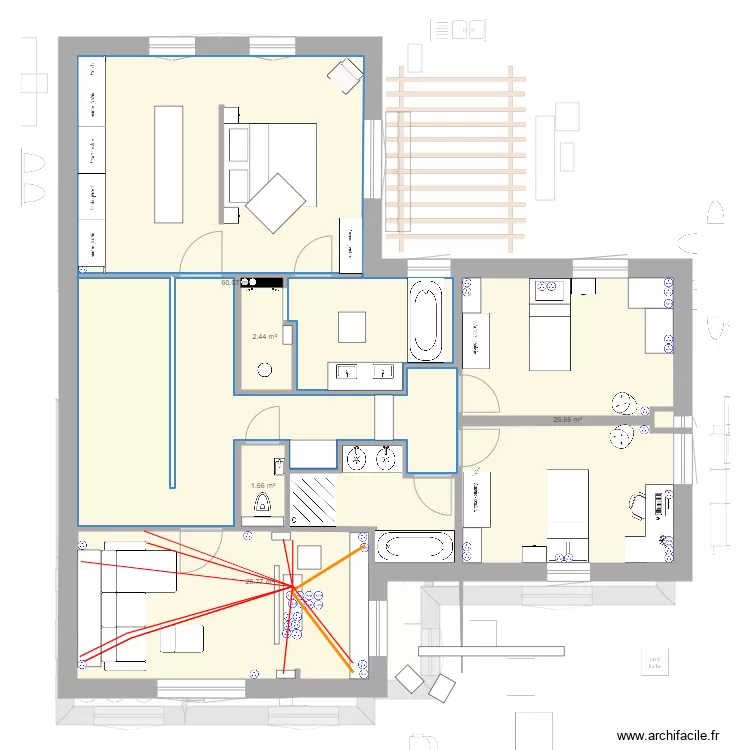 SDB final sans WC. Plan de 