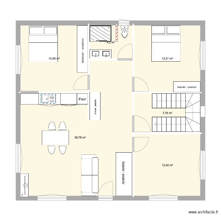 Maison cluses T4. Plan de 6 pièces et 90 m2