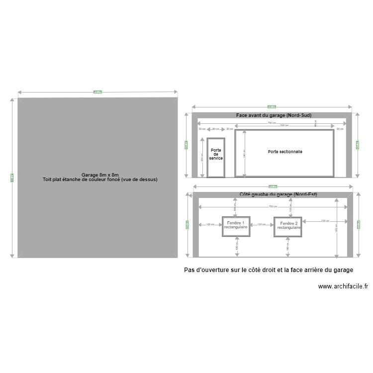 Plan en coupe garage 2. Plan de 1 pièce et 58 m2