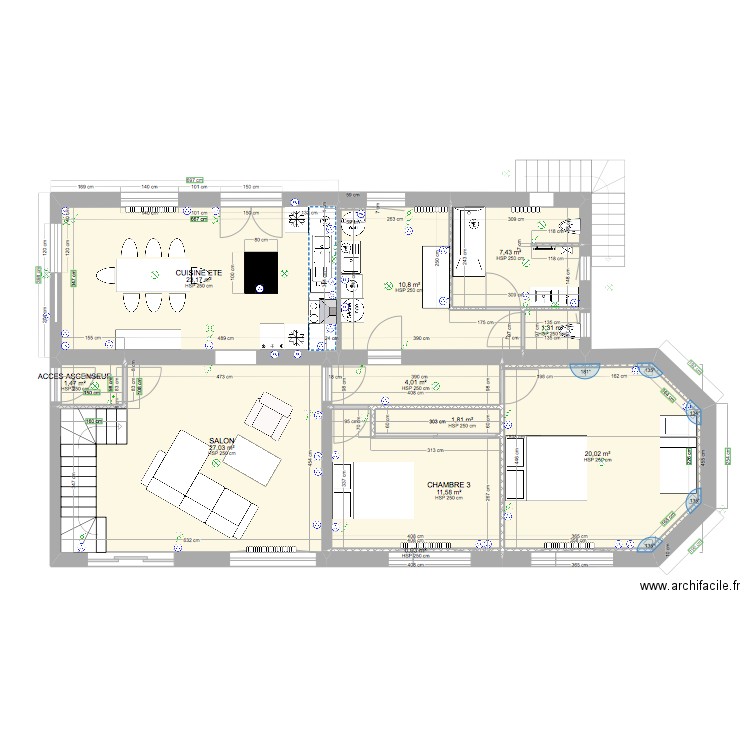 AIRE SUR l'ADOUR PROJET Version éco 2. Plan de 26 pièces et 214 m2