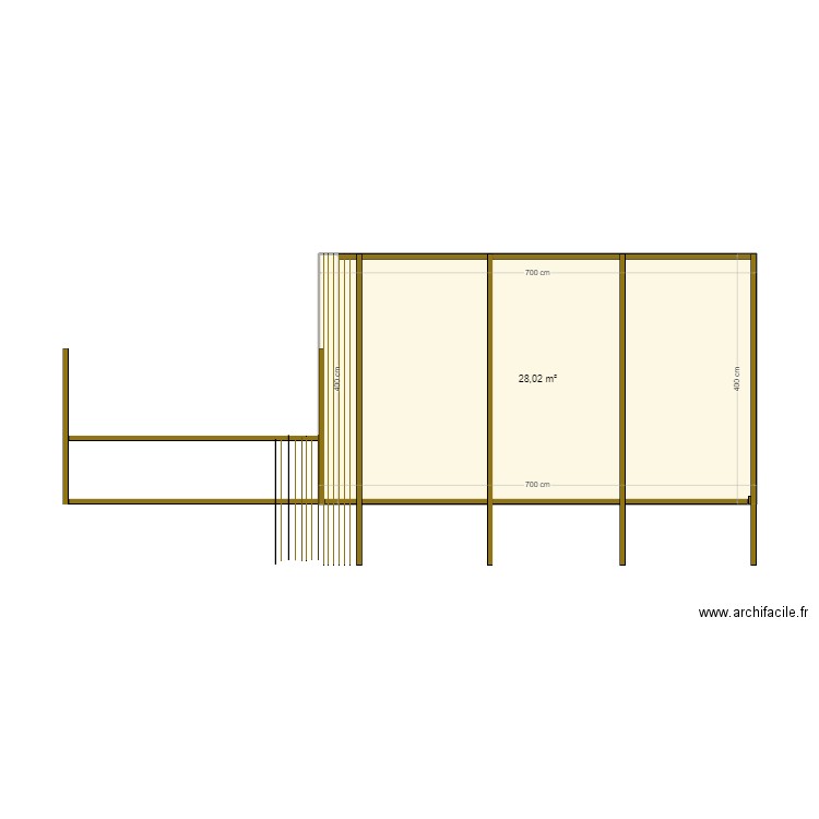 Pergola. Plan de 1 pièce et 28 m2