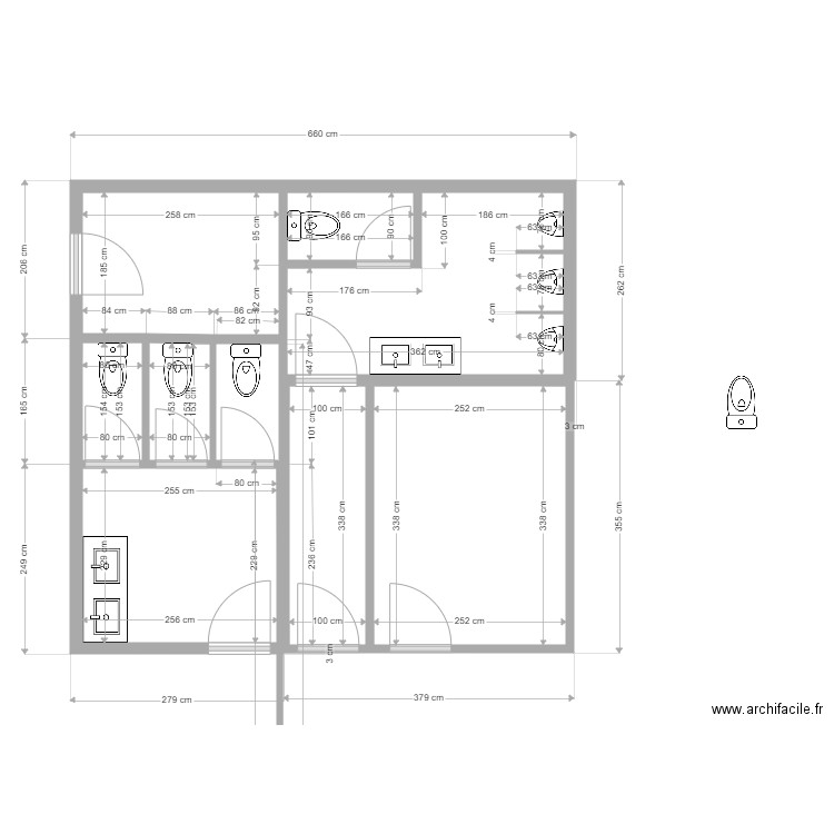 toilette musso. Plan de 9 pièces et 1596 m2