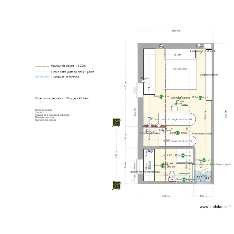 Buanderie. Plan de 2 pièces et 21 m2