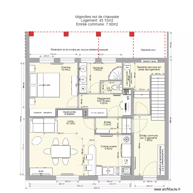 Mignottes rez de chaussée logement autonome. Plan de Mignottes rez de chaussée logement autonome. Plan de