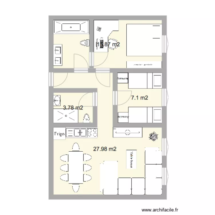 Chambre double 60m2. Plan de Chambre double 60m2. Plan de