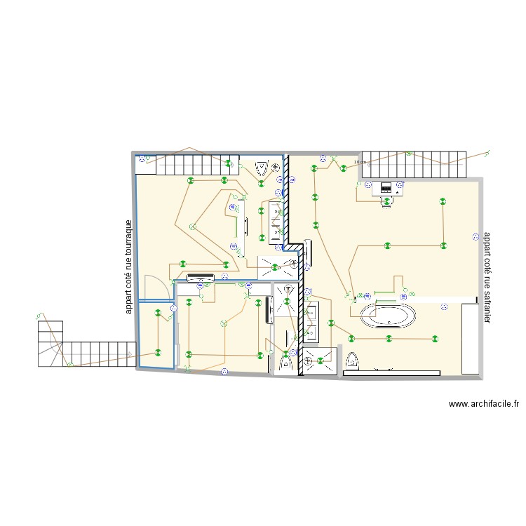 plan final plateau electricité. Plan de 3 pièces et 57 m2