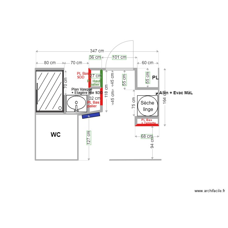 Plan palier 1er. Plan de 2 pièces et 0 m2