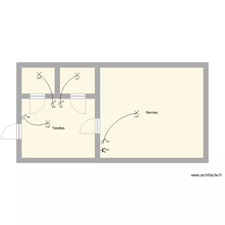 Toilettes + Remise. Plan de 