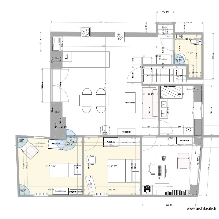 Location provisoire 7. Plan de 3 pièces et 29 m2