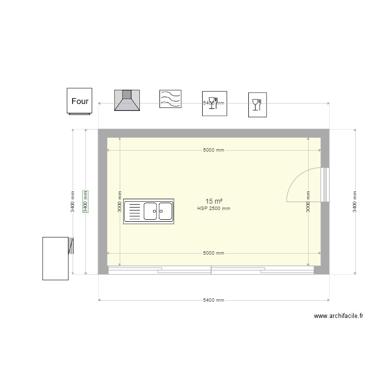extension chalet. Plan de 1 pièce et 15 m2