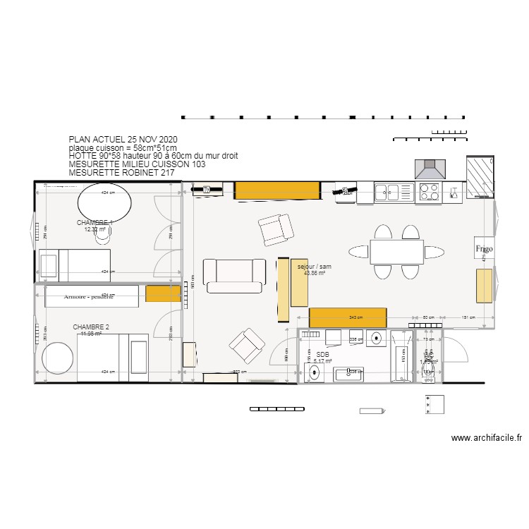 PLAN ACTUEL DU  25 NOV 2020. Plan de 0 pièce et 0 m2