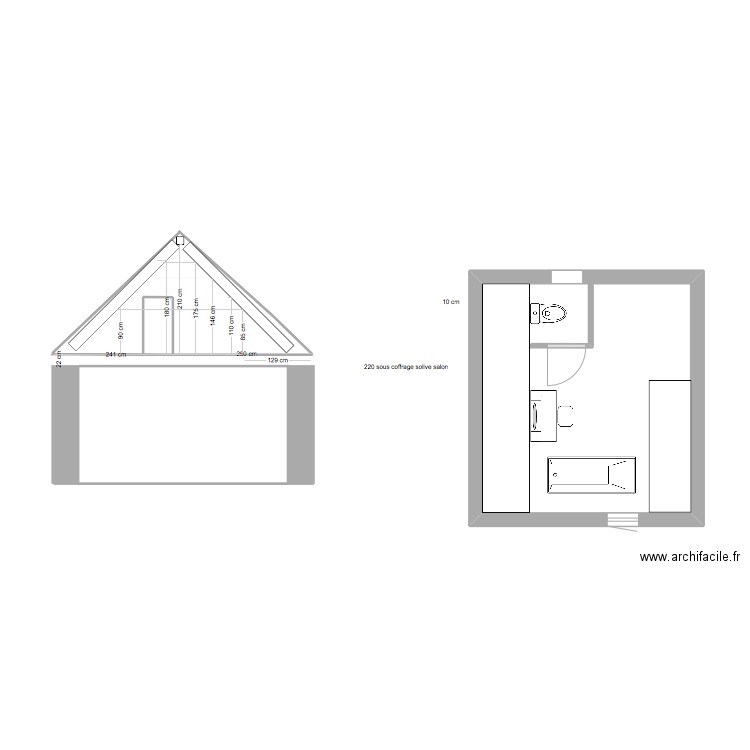 PM escalier hauteur sur 2 étages. Plan de 1 pièce et 18 m2