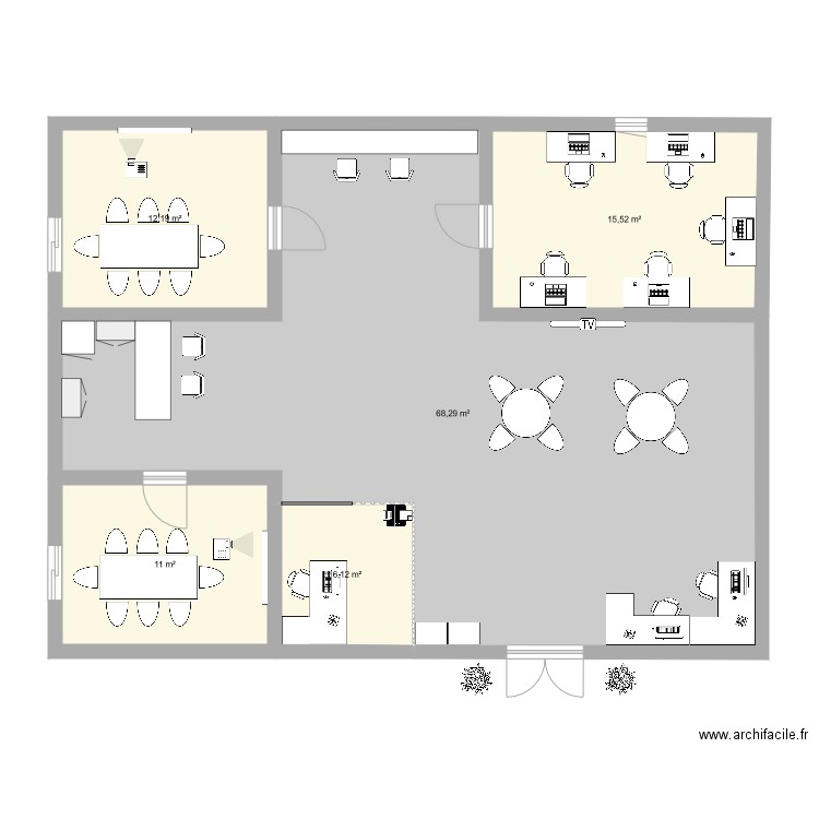 Rénovation local et aménagement centre de formation  Plan 5 pièces 113