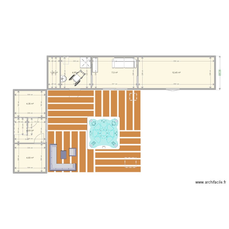 valades. Plan de 7 pièces et 40 m2