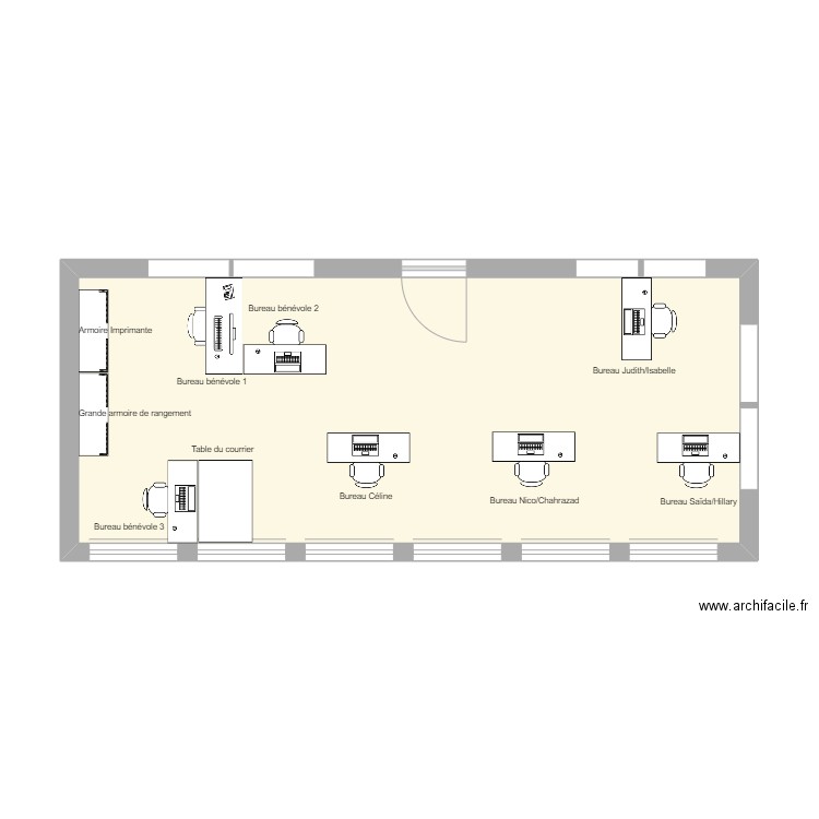 Bureau SMD proposition 2. Plan de 1 pièce et 36 m2