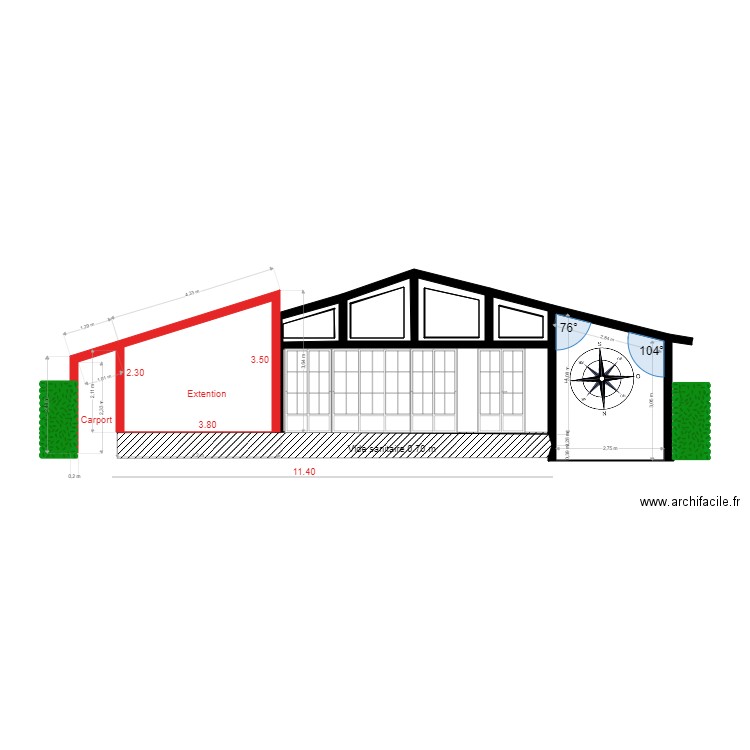  Facade Nord 1. Plan de 10 pièces et 45 m2