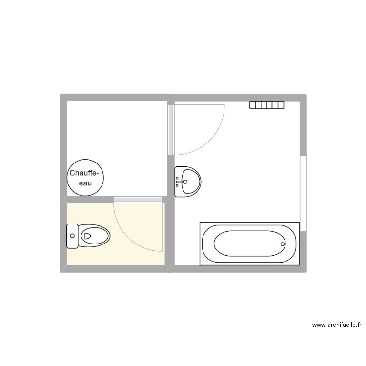 MERLIER SDB existant. Plan de 1 pièce et 2 m2