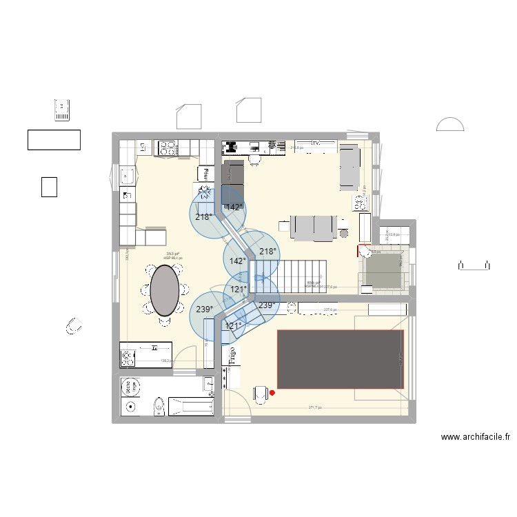 rez de chaussé et garage. Plan de 2 pièces et 94 m2