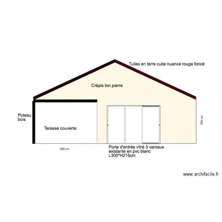 Façade Sud avant travaux . Plan de 0 pièce et 0 m2