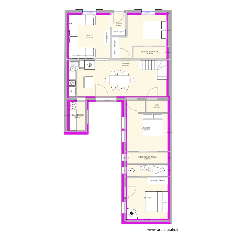 CO'ABBITA. Plan de 28 pièces et 99 m2