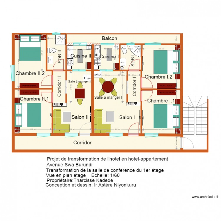 Kadede transfo salle 1er etage. Plan de 10 pièces et 100 m2
