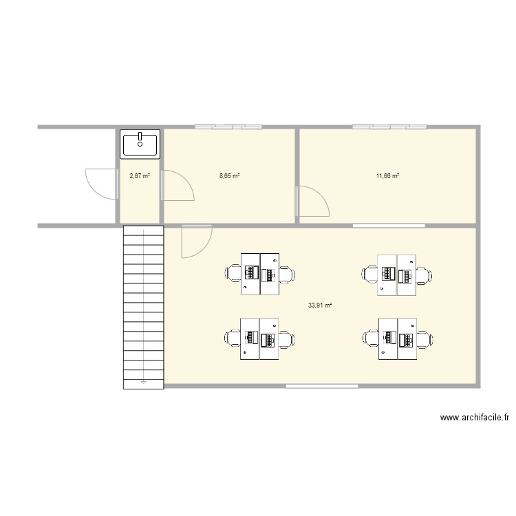 Sunzil Extension . Plan de 4 pièces et 57 m2