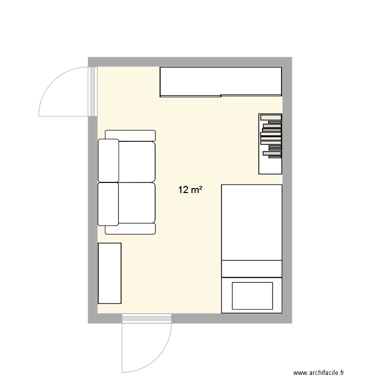 chambre papa. Plan de 1 pièce et 12 m2