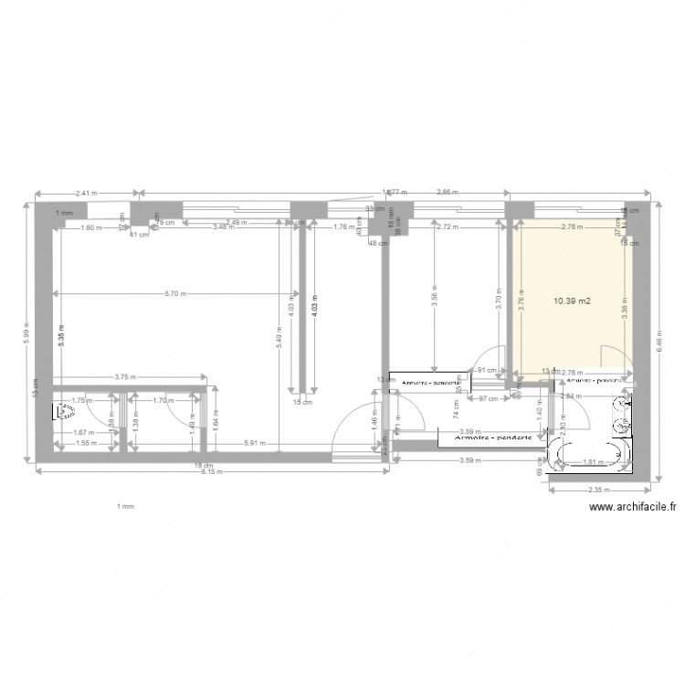 PASSY 5. Plan de 1 pièce et 10 m2