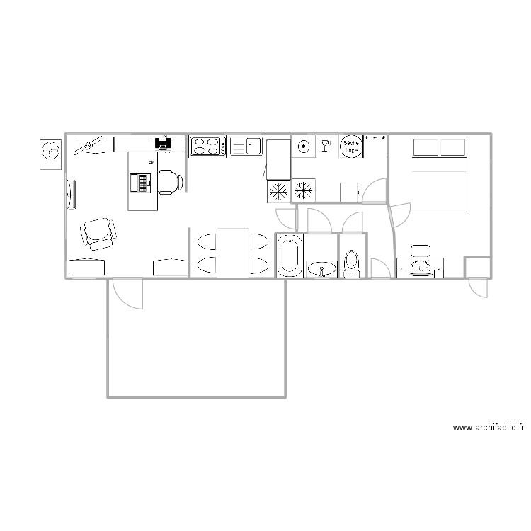 Mobil-Home Projet A. Plan de 8 pièces et 51 m2