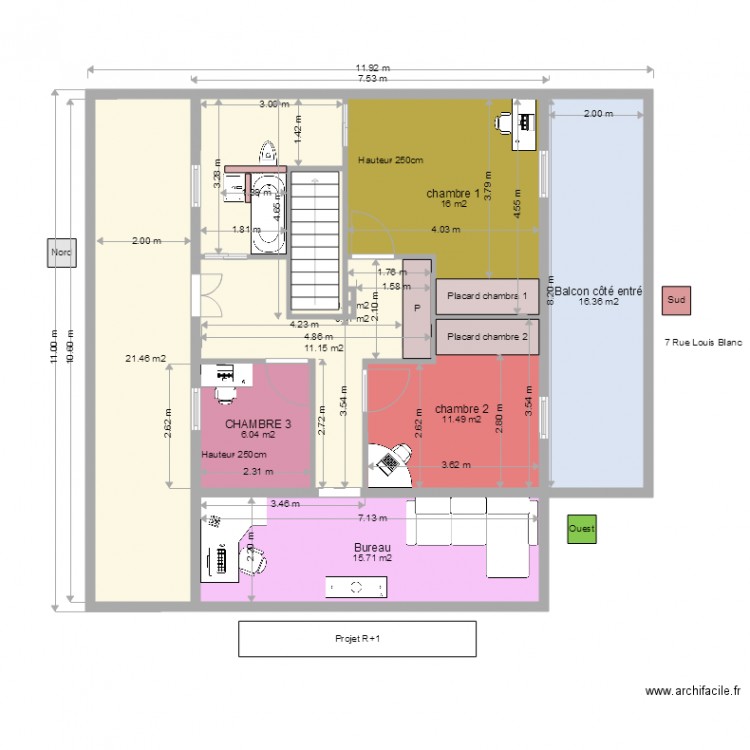 projet 1 er etage une seul toiture. Plan de 0 pièce et 0 m2