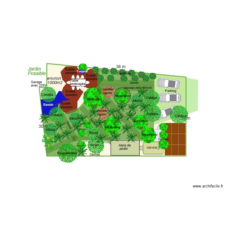 Aménagement jardin 20. Plan de 1 pièce et 16 m2