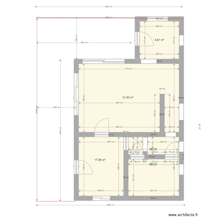 studio3. Plan de 3 pièces et 44 m2