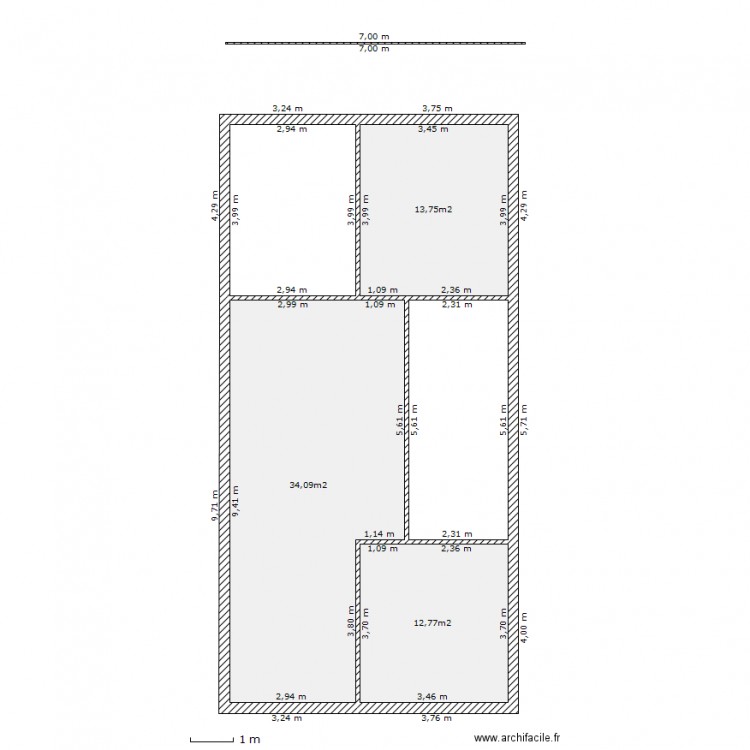 maison 7m facade. Plan de 0 pièce et 0 m2