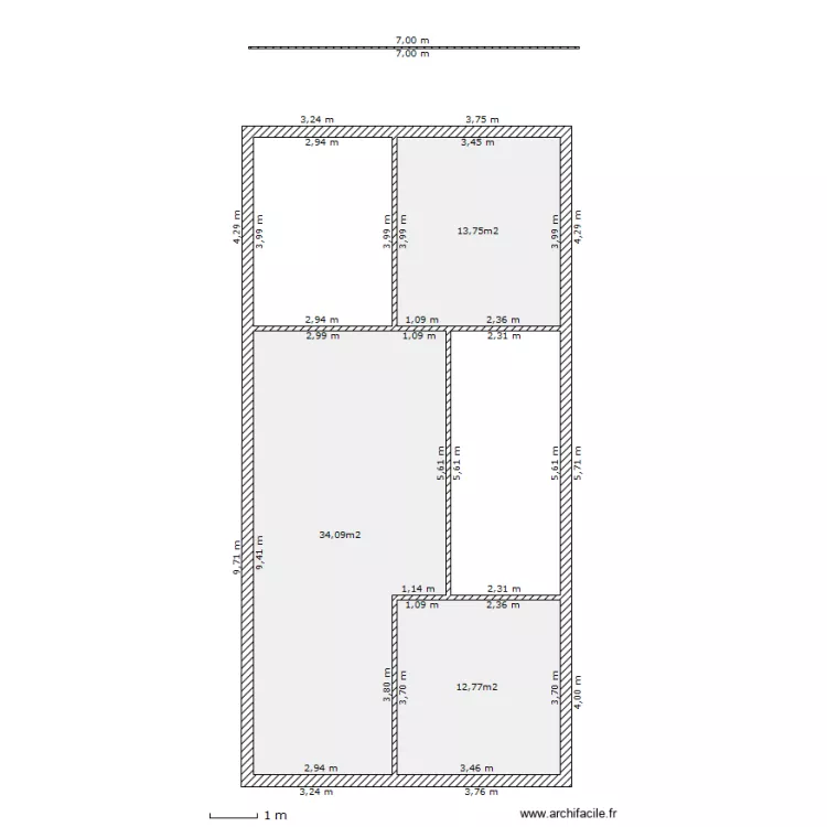 maison 7m facade. Plan de 