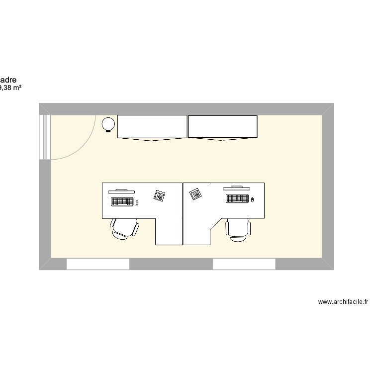 bureau Gembloux. Plan de 1 pièce et 19 m2