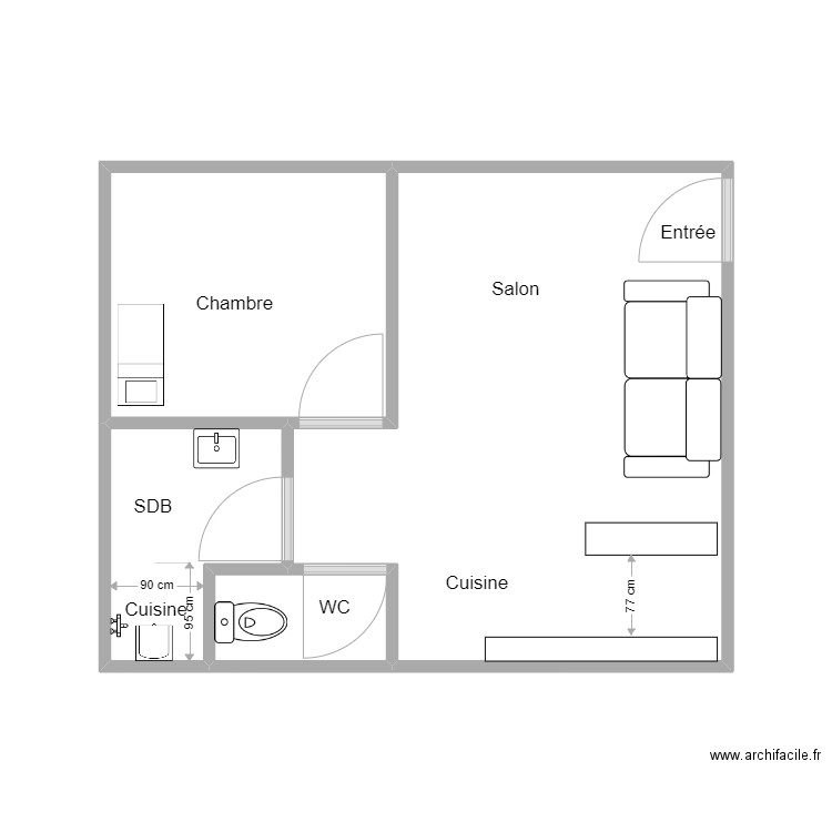 Inchelin Maison. Plan de 4 pièces et 26 m2