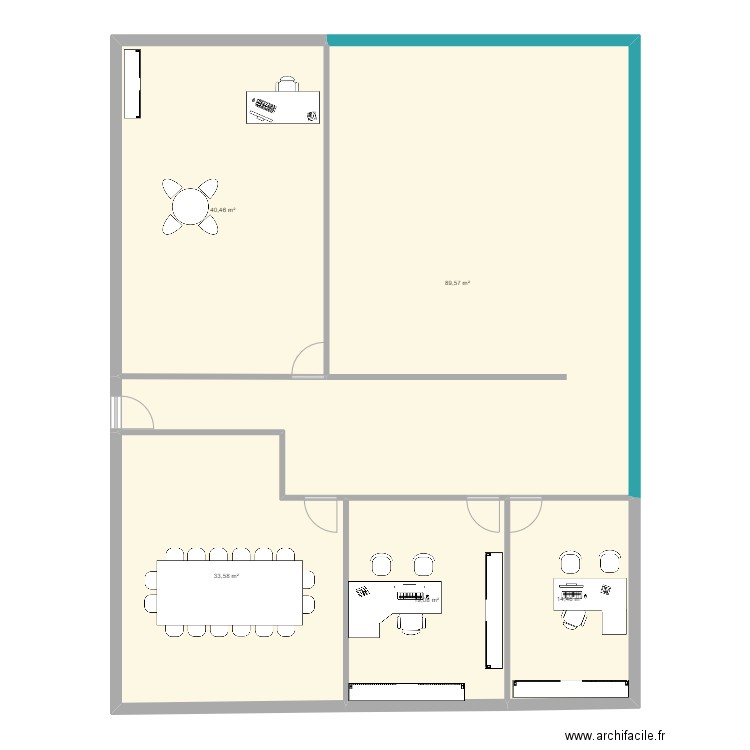 ETAGE BUREAU. Plan de 5 pièces et 197 m2