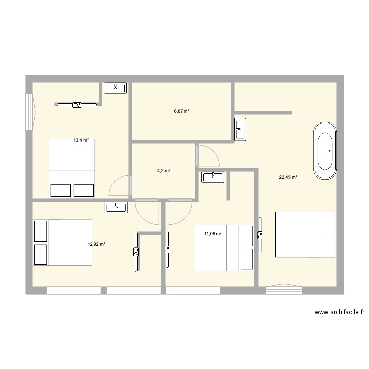 Saxe 1 V3. Plan de 10 pièces et 144 m2