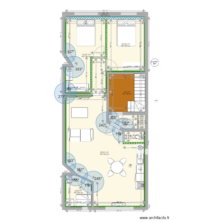 Arras - Appt n°4 & 5 regroupé T3. Plan de 8 pièces et 76 m2