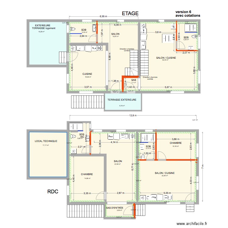 maison SCHNEIDER avec cotations version 6. Plan de 0 pièce et 0 m2