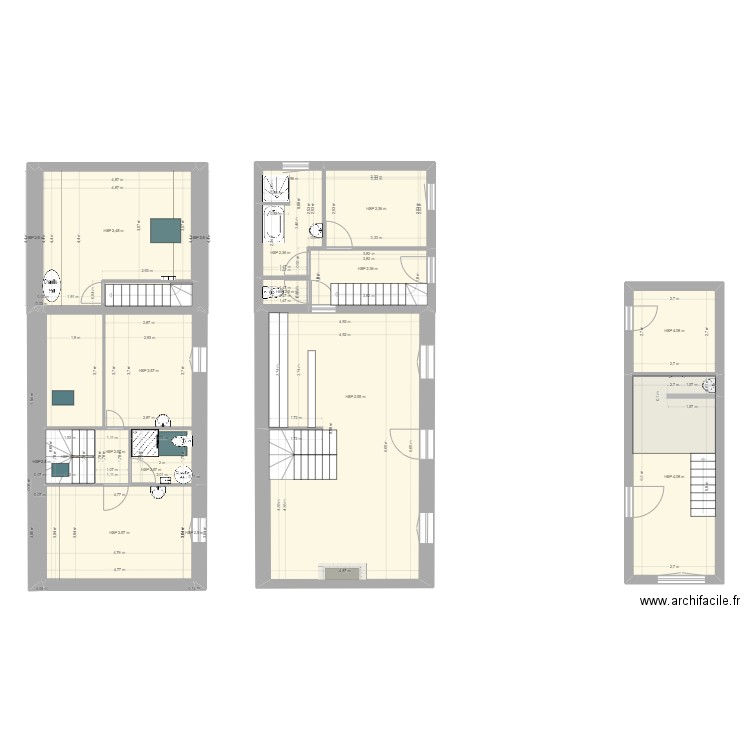 BATZ plan état existant. Plan de 17 pièces et 143 m2