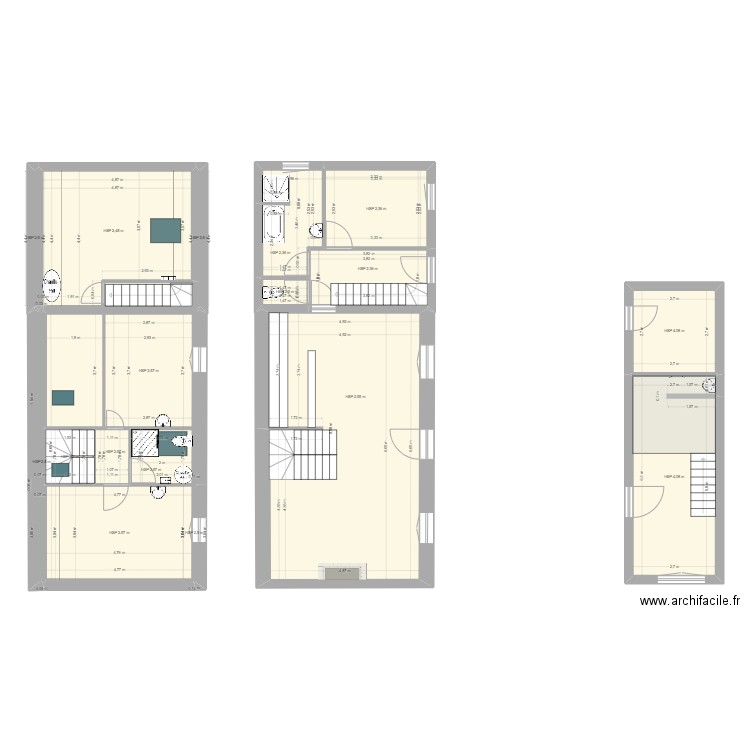 BATZ plan état existant. Plan de 17 pièces et 143 m2