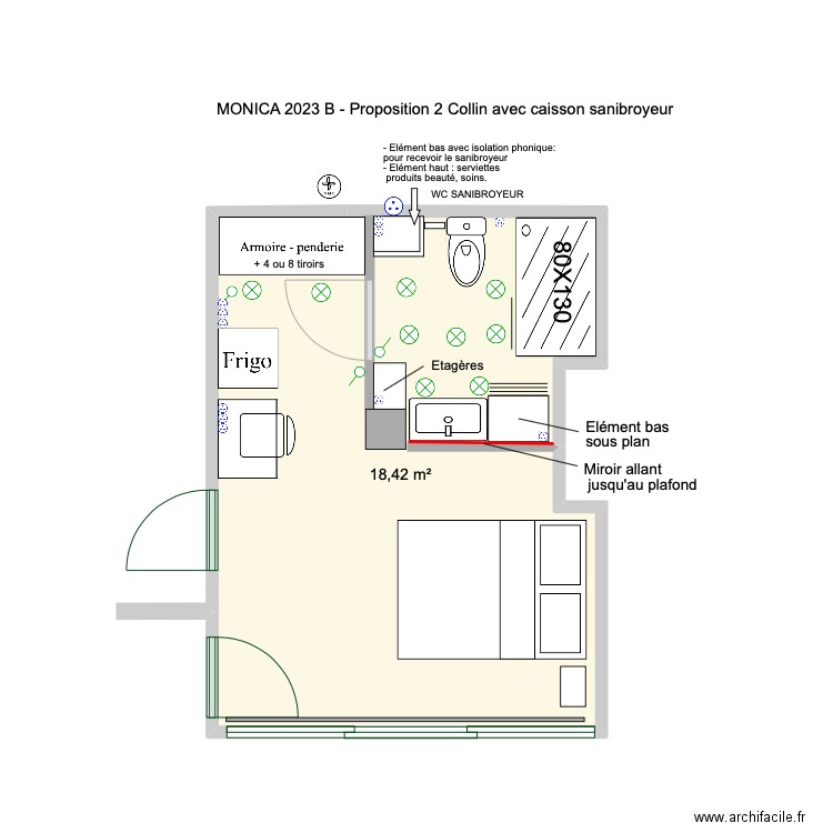 Monica 2023 B Proposition Collin 2. Plan de 1 pièce et 18 m2