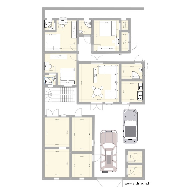 madoubg. Plan de 16 pièces et 116 m2